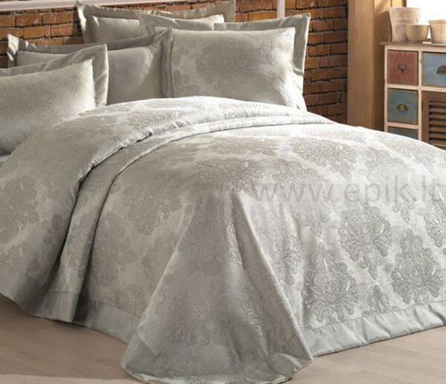 Prabangi austinių žakardo raštų lovatiesė "Gardine's Diva" su 2 pagalvių užvalkalais, pilka